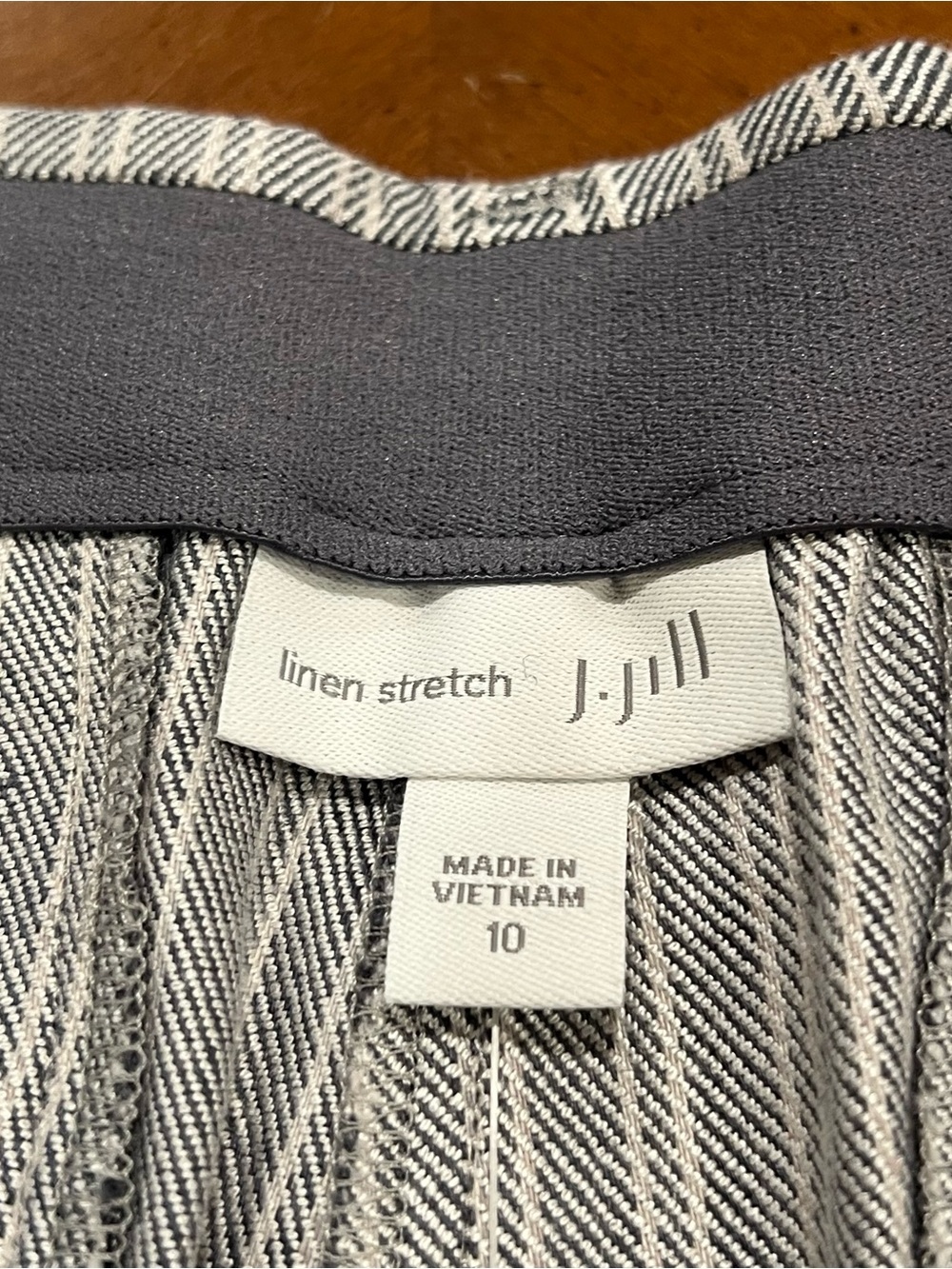 NWT $89 J.Jill Linen Stretch Wide Leg Trousers Granite Stripe 10 Mid-Rise - Picture 12 of 16